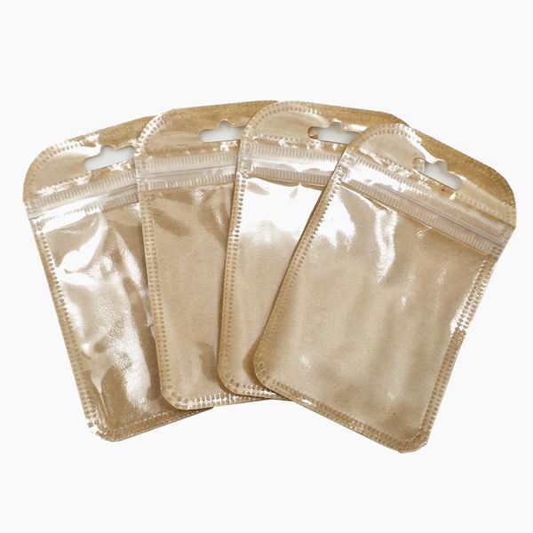 

100pcs 7x11cm clear brown kraft paper zip lock package bag with hang hole grocery electronics storage pouch diy crafts pack bags h bbybbx
