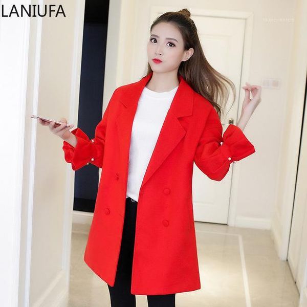 

new long autumn winter coat women wool blends coats female jacket winter woman coat warm windbreaker mujer wool women mujer p0561, Black