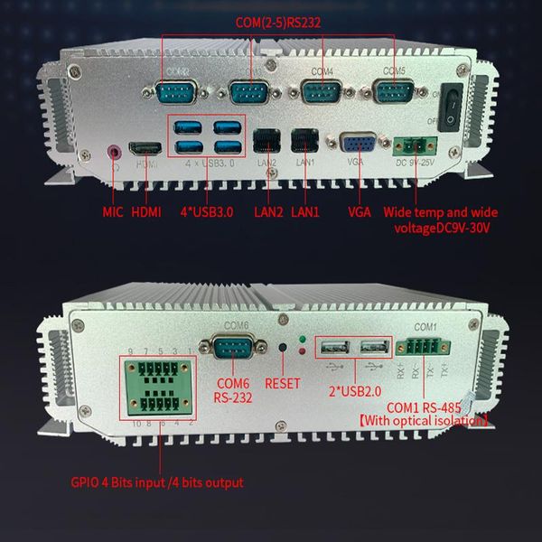 

fanless industrial pc computer intel core 7200u win 7 win10 2 gigabit ethernet barebone mini pc 6*rs232/485 4*usb