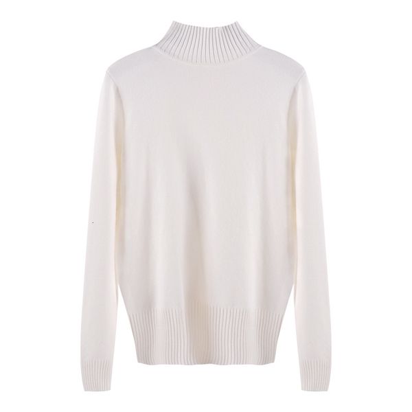 

2021 new korean style loose women pullover casual half turtleneck long sleeve knit sweater female jumpers solid basic pvsl, White;black