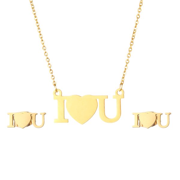 

fashion heart pendant necklace earrings romantic trendy round jewelry sets, Silver