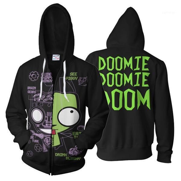 

new fashion sweatshirt men women hoodies cool men women 3d print big green eyes cool robot skull streetwear long sleeve clothles1, Black