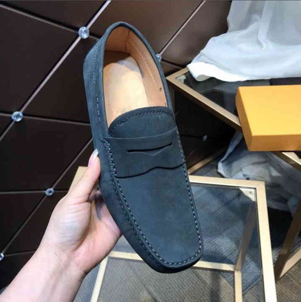

leather mens suede lazy dress shoes luxury design leisure party moccasin business shoe gift 38-45, Black