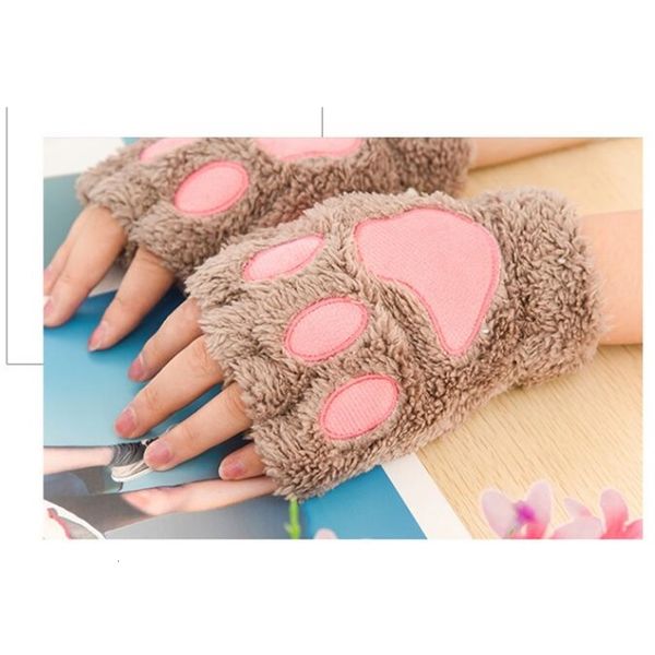 

factory32owfactory32owfactory9vm6fingerless mittens short bear cat plush paw claw finger glove soft half cover gloves kk