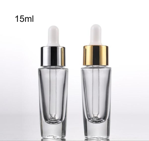 

15ml thick bottom clear glass dropper bottle essential oil serum glass bottles with droppers