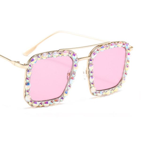 

fashion trend large frame square sunglasses women men 2021 brand designer luxury rhinestone ocean lens sun glasses for female, White;black