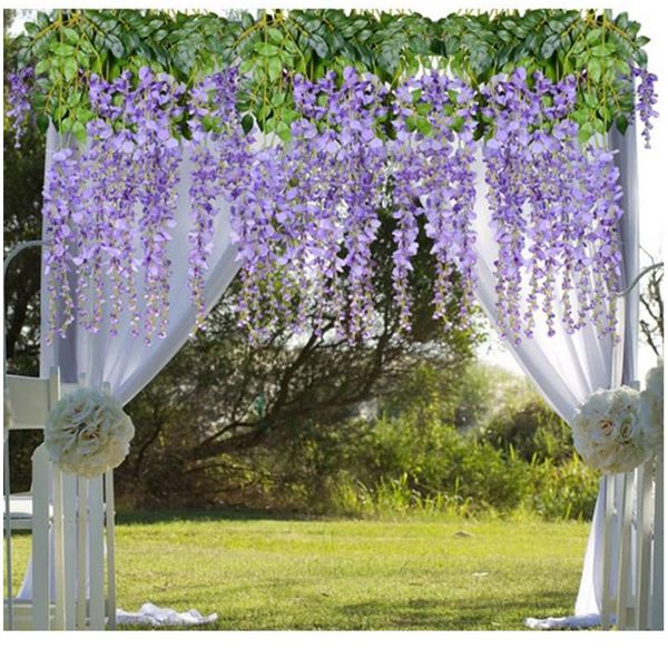 

12 pack silk artificial ivy leaves wisteria flower garlands hanging for home kitchen garden office party wedding wall de jllpda
