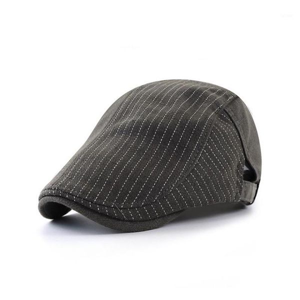 

2020 autumn winter men cap hats berets british western style flat ivy cap classic vintage striped beret gorras1, Blue;gray