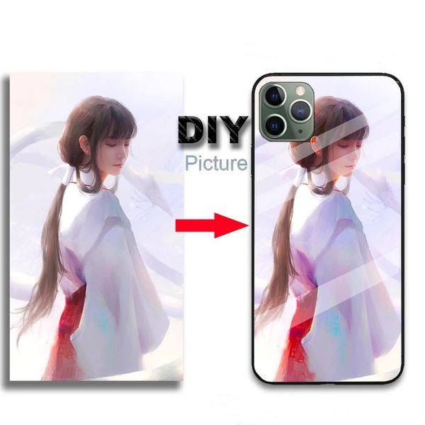 

customizable personalized diy picture designer tempered glass mobile phone case for iphone