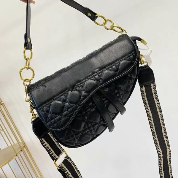 

designer women saddles handbags shoulder bags black crossbody saddle embroidered strap small lady purses totes trend cross body top