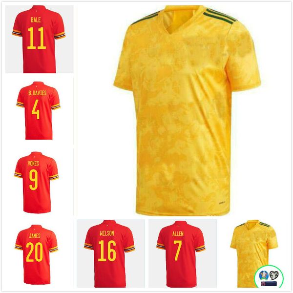 

man kids 2020 2021 wales soccer jerseys 11 bale 10 ramsey vokes allen james wilson b.davies custom home red kids youth football shirt, Black;yellow