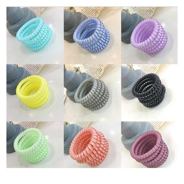 

5pcs/lot new summer bright colors quality telephone wire elastic rope bands personality hair rings to hold hai jllwno