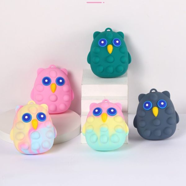 Silicone 3D Owl Decompression Ball Toys Push Poppers Bolle creative Fidget Grenade Puzzle per bambini Estrusione Bubble Ball Game Toy