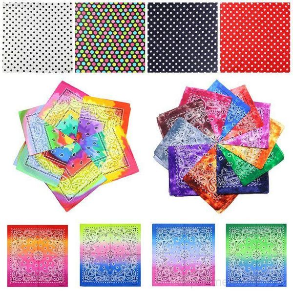 

7 styles tie dye bandana double square gradient hip-hop headscarf printed colorful head scarf 55*55cm party favor 600pcs dhb411