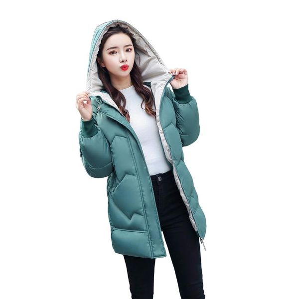 

women's down & parkas jackets 2021 fashion women winter coat long slim thicken warm jacket cotton padded outwear, Black