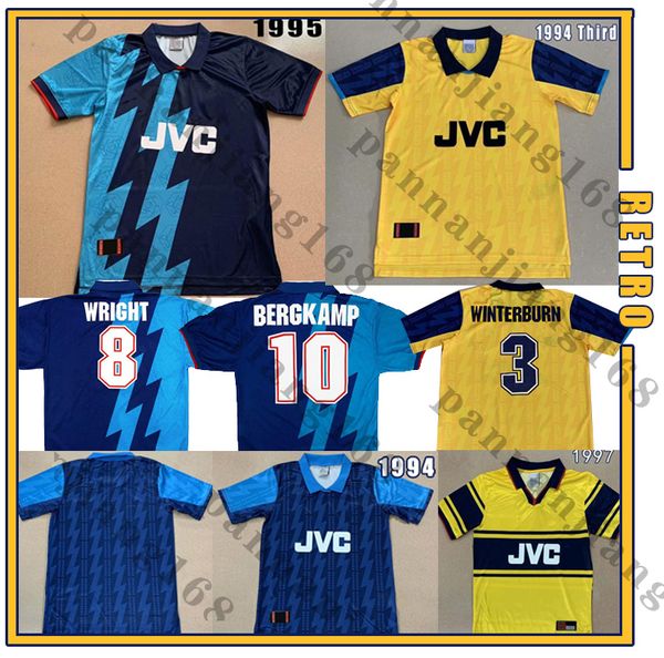 

arsen 1994 1995 1997 away blue retro 94 97 soccer jersey vintage football shirt hartson campbell wright bergkamp merson classic uniforms, Black;yellow