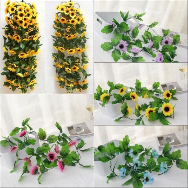 

artificial sunflower garland flower vine wedding floral arch home decor silk1
