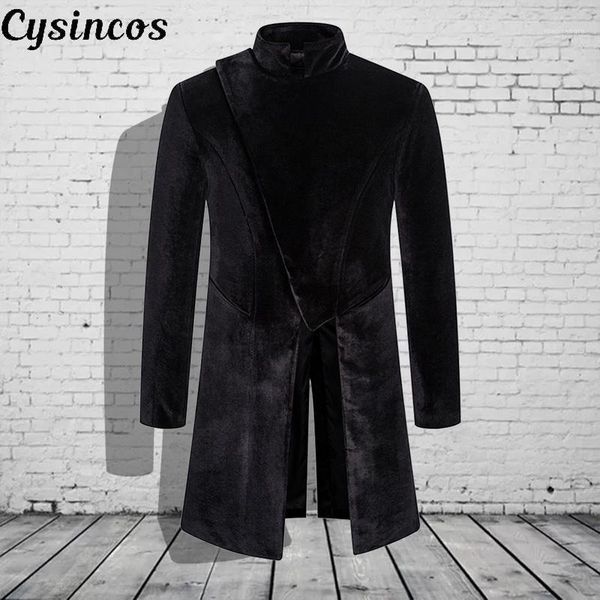 

cysincos winter style european men casual sports long sleeve windbreaker korean velvet men's personality performance clothes1, Tan;black