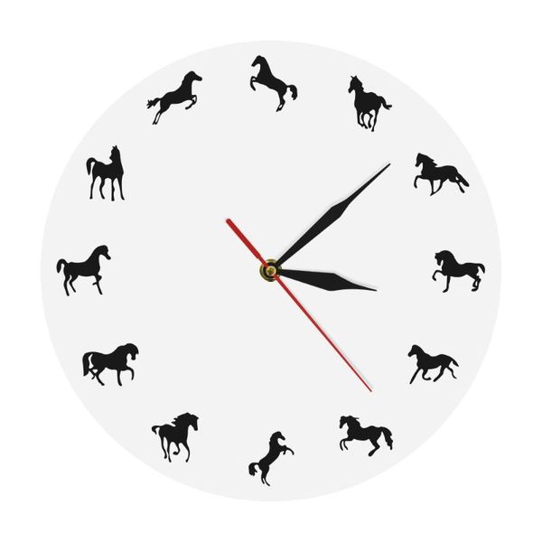 

horse silhouette wall clock equestrianism wall decor horseman gift horse training minimalist design modern decorative cloc