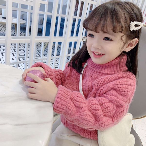 

high girls' korean winter neck new baby's foreign sle plush thickened warm children's sweater, Blue