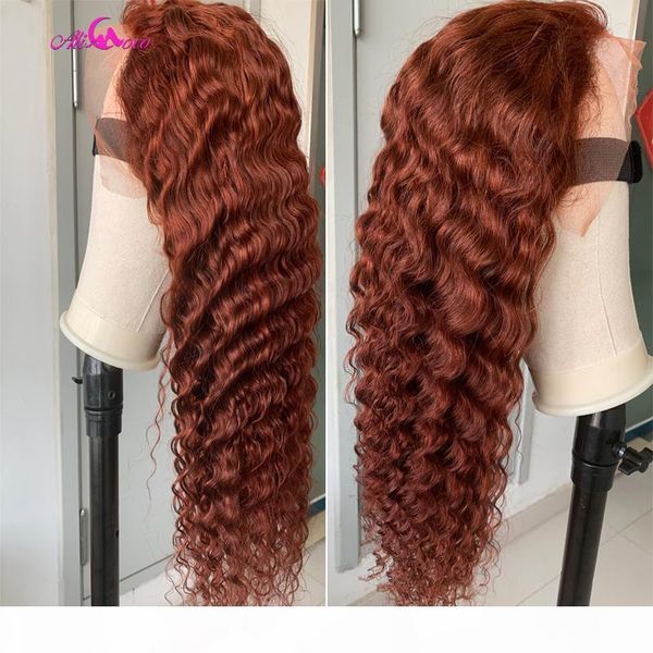 

ali coco 13x4 orange ginger deep wave human hair lace front wigs 1b ginger ombre color brazilian remy deep wave wigs pre plucked, Black