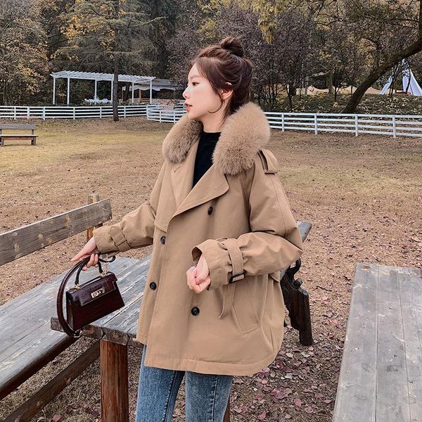 

female han edition loose with the new 2020 brief paragraph small tooling parker cotton-padded clothes winter coat, Black