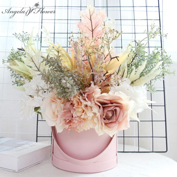 

ins hydrangea rose fake artificial flower wedding holding bouquet dry roasted flower room home arrangement decoratio p props