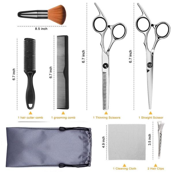 

yblntek professional hairdressing scissors kit hair cutting scissors hairbrush hair clip cape grooming comb for barbershop q wmtxca, Silver