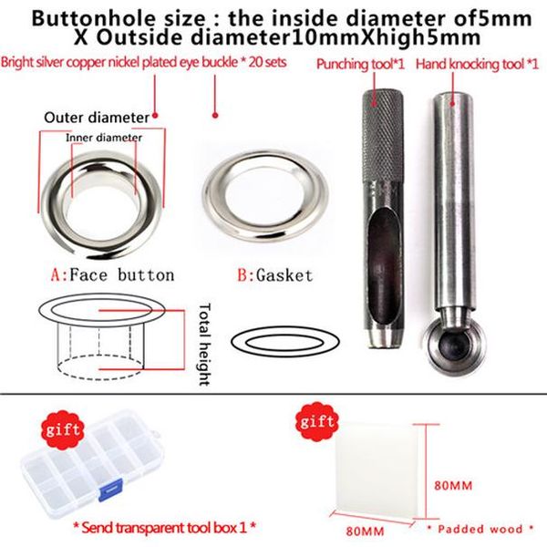 

20 набор серебряный бронзовый пистолет черные узкой руководства и ушко втулки набор инструментов для кожи craft одежда banner banner 4 мм 5