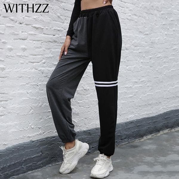 

withzz spring autumn trousers women's loose casual elastic waist harem pants, Black;white