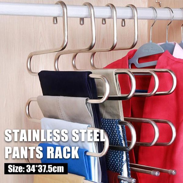 

hangers & racks pants rack stainless steel s-type holder coat hanger tools scarf clothes belt laundry shelf convenient multifunctional1