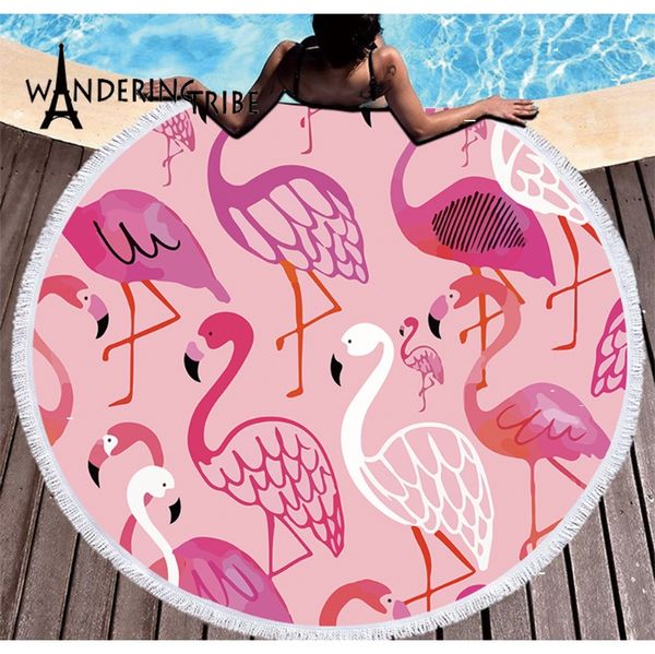 

pink flamingo floral strandlaken microfiber round beach towels for living room home beach towel picnic yoga mat blanket carpet f wmthfa
