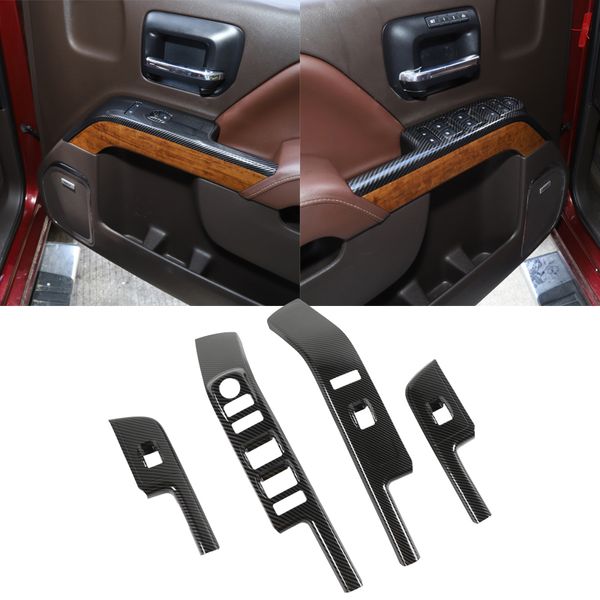 

abs car window switch control panel dcoration trim for chevrolet silverado carbon fiber interior accessories