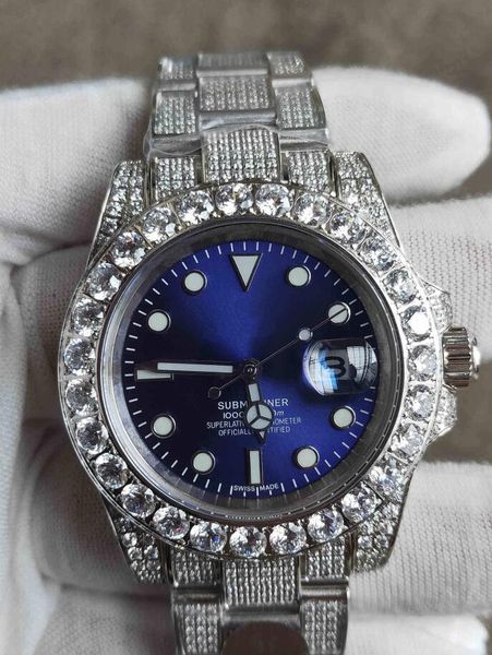 

fashion luxury mens automatic watches mechanical watch diamond men's stainless steel strap sports wristwatch, Slivery;brown