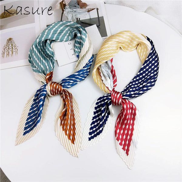 

kasure fashion printed twill wrinkled silk square neck scarf neckerchief women foulard small neck wrap shawl headwear1, Blue;gray