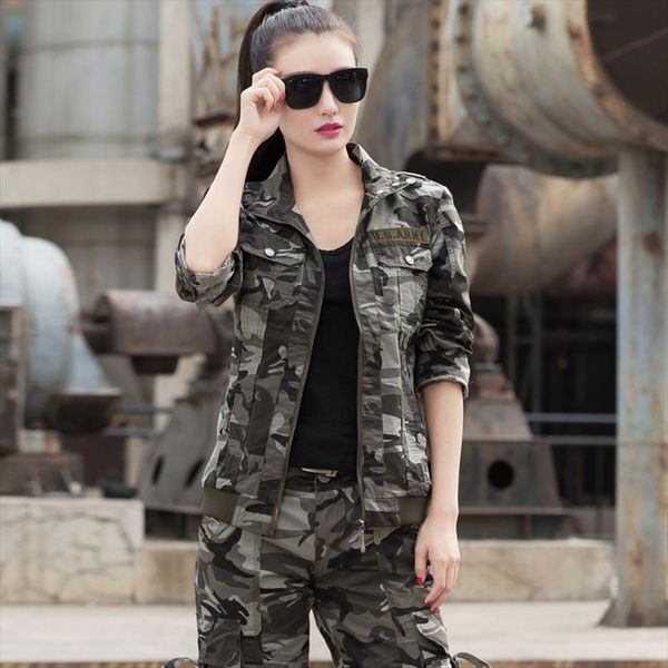 

2019 military green jacket women spring autumn zipper cotton embroidery camouflage coats size m xl 2xl mujer chaqueta, Black;brown
