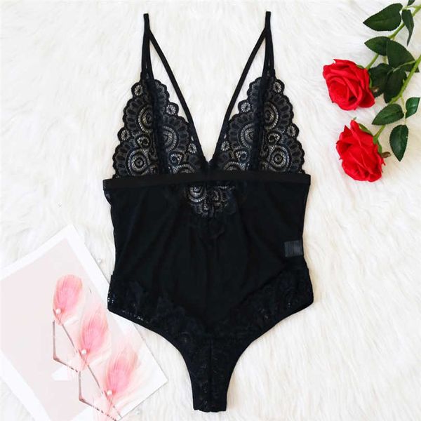 

fashionable new women v-neck lace underwear bra thong with garter set backless erotic perspective siamese lingerie a20, Black;white