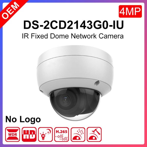 

hikvision oem version ds-2cd2143g0-iu 4mp poe ir dome wdr fixed dome network camera with build-in mic