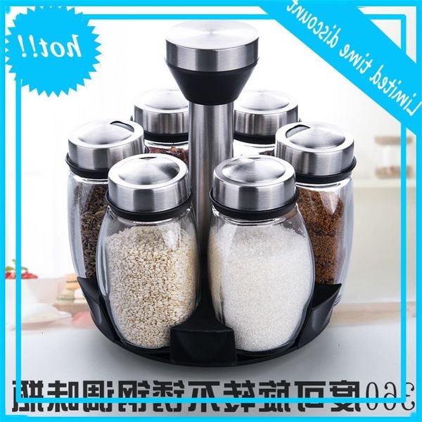 

glass rotary box stainless steel bottle seasoning can kitchenware