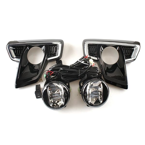

july king car 10w 6000k led fog lamp assembly case for toyota hilux revo rocco 2018 2019, led fog lamp + frame + harness + switch