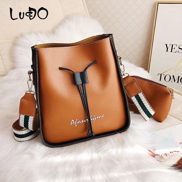 

bucket shoulder bag women drawstring female messenger bags ladies synthetic leather handbag fashion crossbody bag1