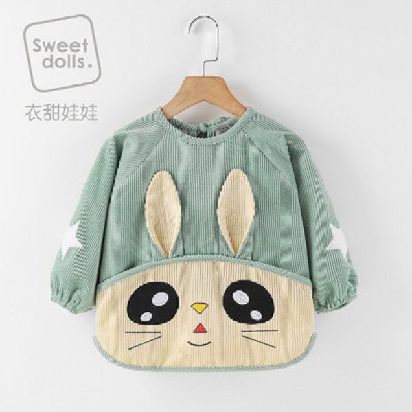 

baby eating gown crystal velvet autumn and winter waterproof anti-dirty anti-wearing children's apron baby long-sleeved baby protective, Blue