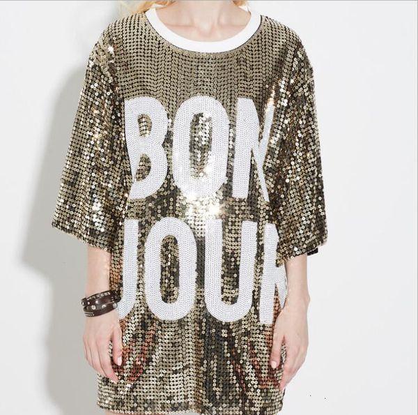 

women jour bon long section of the sleeves round sleeve collar coat nightclub stage sequins costumes fashion tees, White;black