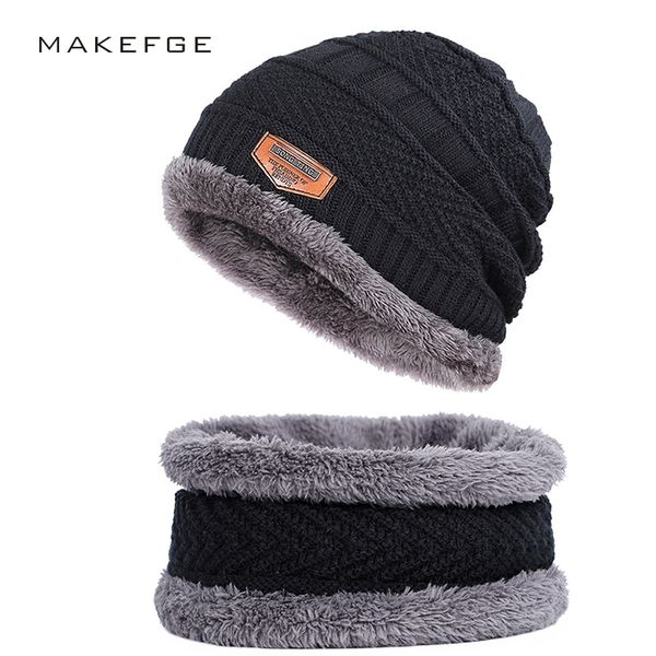 

new autumn and winter knitted men's hats outdoor warm loose comfortable caps thickening plus velvet hat bib two-piece beanies y201024, Blue;gray