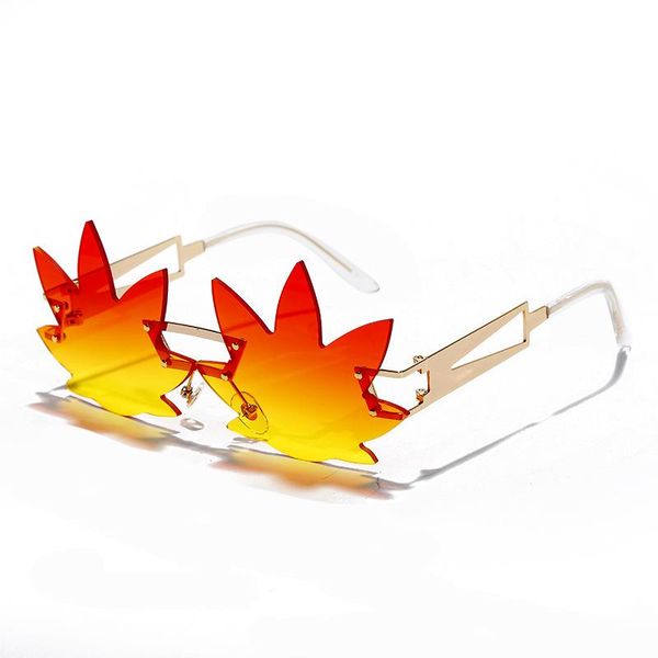 

2021 vintage punk shaped sunglasses men women gradient rimless sun glasses mirror pink fashionable street style, White;black