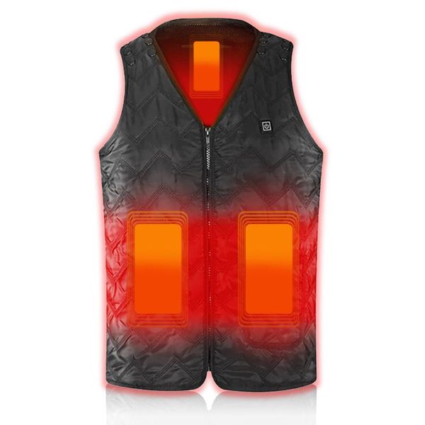 

men women winter smart heating cotton vest usb infrared electric heating vest coat outdoor flexible thermal winter warm jacket, Black;white