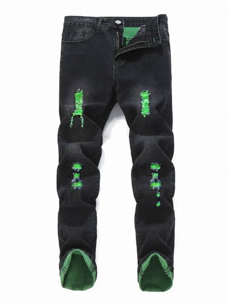 

romwe guys ripped skinny jeans i9jg#, Blue