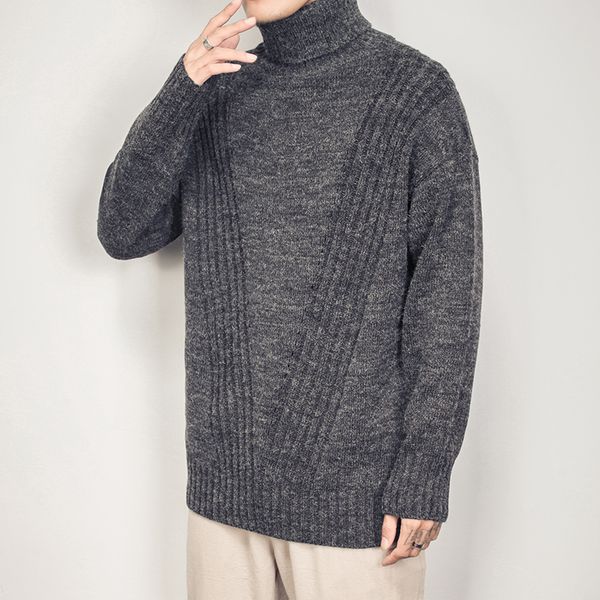 

зима 2020 новая водолазка джемпер модный дизайнер мужской джерси с длинным рукавом посота с длинным рукавом больше размера -5x 742e, White;black