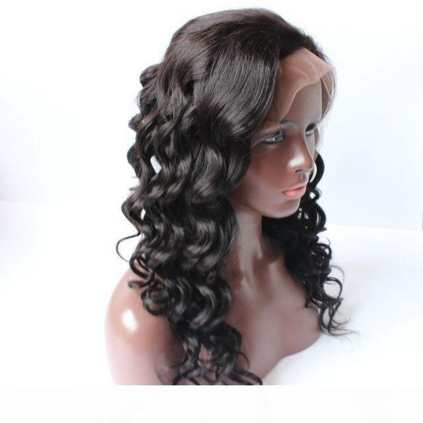 

fashion side part indian virgin hair body wavy wigs glueless lace front human hair wigs with baby hair full lace wigs, Black;brown