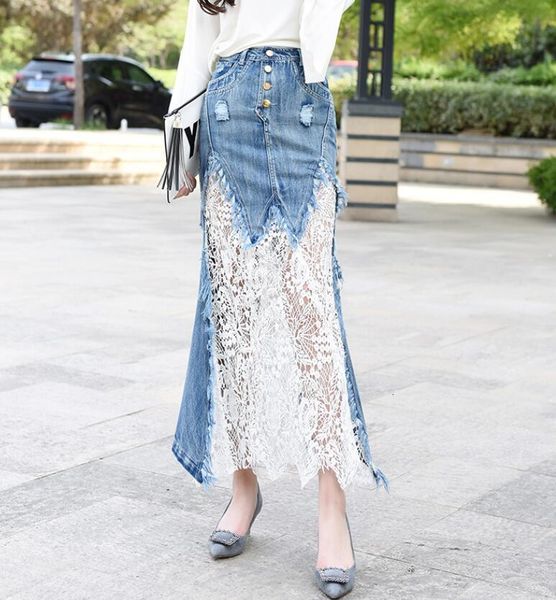 

2021 new fashion long denim and retail income fish tail skirt for women s-2xl mermaid style summer high waist skirts p587 3vqf, Black
